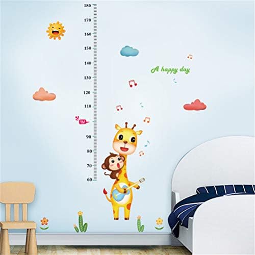 Girafa macaco de altura fofa mapa de altura régua decalque adesivo de parede artes decoração de vinil decoração removível decoração de PVC para sala de estar infantil berçário