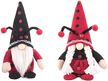 Eimilaly Red Ladybug Spring Gnomes Decorações para casa, Tomte Gnomes Decor definido para ornamentos de férias ou outra festa temática