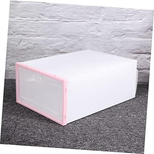 Sapato de caixas de depila 6pcs com rosa+gaveta branca branca para exibição empilhável clo rosa armazenamento e calçados