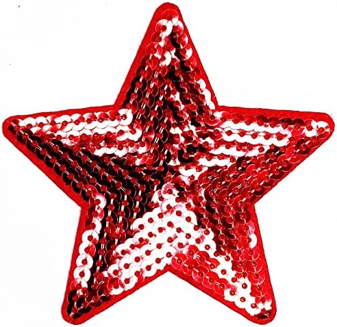 Rareasy Patch Red Lantejous estrelas desenho animado costurar em patch roupos bolsa de camiseta jeans Bicker Aplique Applique Starters