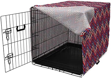 Capa de caixa de caixas de cachorro geométrica lunarável, listras pretas e brancas com linhas de zig zag com vibrantes pinceladas, capa de canil de estimação para cães pequenos para cachorros, gatinhos, 18 polegadas, multicolor