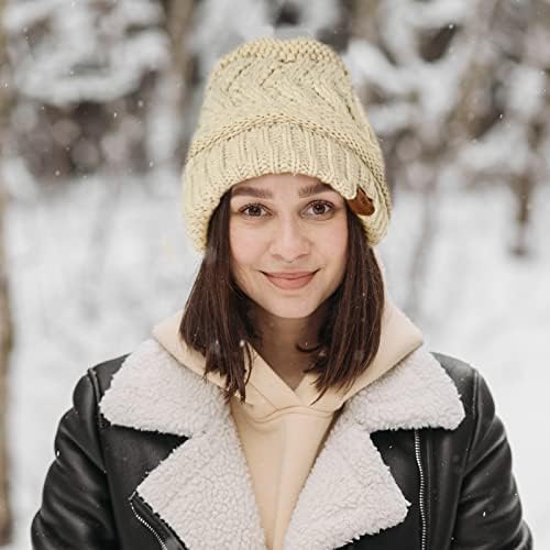 Zooron chapéus de inverno para mulheres chapéus de malha de cabo girados femininos macios