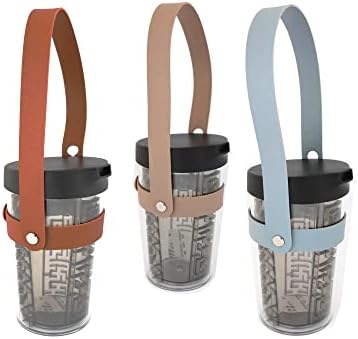 Mangas de café Reutilizável Porte da xícara de café com gravata. Manga de xícara de couro PU, copo portátil de portátil de bebida