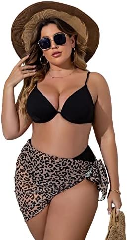 Romwe Mulher Plus Size Biquíni Conjunto de Mesh Custring Halter 3 peças Ternos de banho de maiô