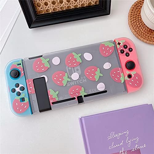 Pink fofo de morangos de morangos fruta fosco de proteção de proteção para interruptor tpu macio tampa de caixa compatível com Nintendo