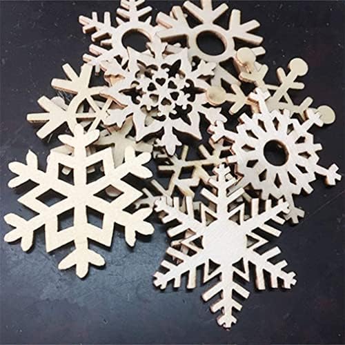 10 PCs Christmas DIY DIY Variava os recortes de flocos de neve de madeira artesanato, etiqueta de madeira para WEDLEIR