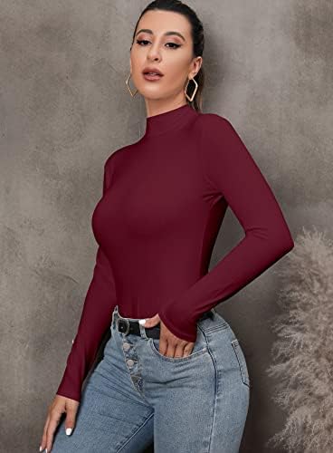 FOUGEDE MULHERES MUSELELES MAKELECE TURTLENECK Classic Modyable Modyable Stretch Tops Slim Tops