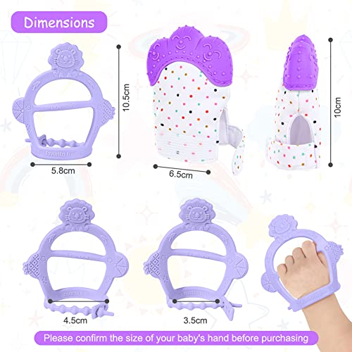 Vicloon Silicone Dentathe Mitt, 2pcs Menteca de dentição bebê, brinquedo de dentição bebê com tira ajustável, som de amassada e texturizado,