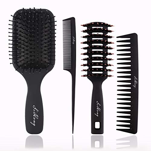 Conjunto de escova de cabelo Sihong 4pcs, pincel de retalhos de remo e pente de cabelo para homens e mulheres, ótimo