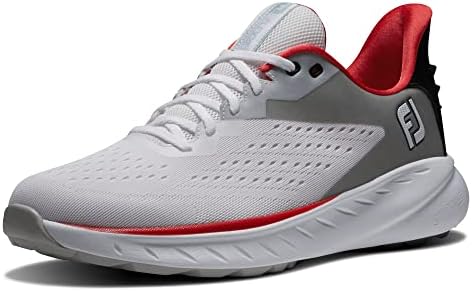 Footjoy Men FJ Flex XP Golf Sapato, branco/preto/vermelho, 10