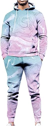 ABABC Men's Tracksuit Tie Dye 2 Peças Roupa de moda Suordas de macacão impressa com capuz com calças esportivas de calças de bolso