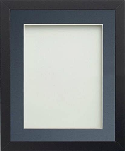 Companhia de quadros Allington Range Picture Frame com montagem azul para tamanho de imagem de 16 x 12 polegadas, madeira, preto, 20