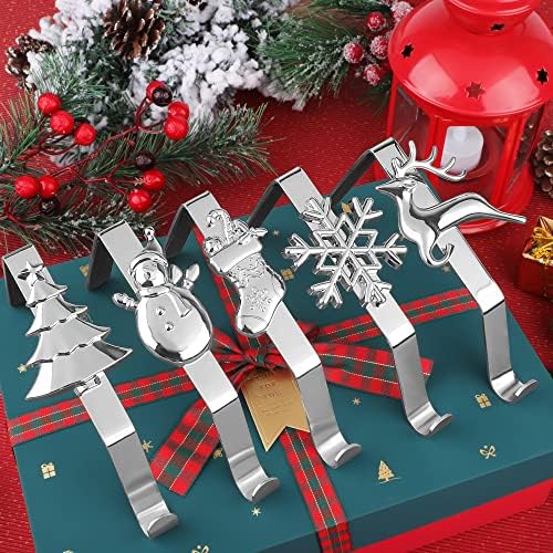 Pacote Uratot de 5 titulares de meias de Natal Mantel ganchos cabide clipes de meia de natal em 5 estilos para decoração de festa de natal