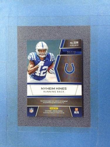 2018 Spectra Nyheim Hines RC Auto Jersey 28/99 Silver Indianapolis @NV36 - Jerseys da NFL autografada