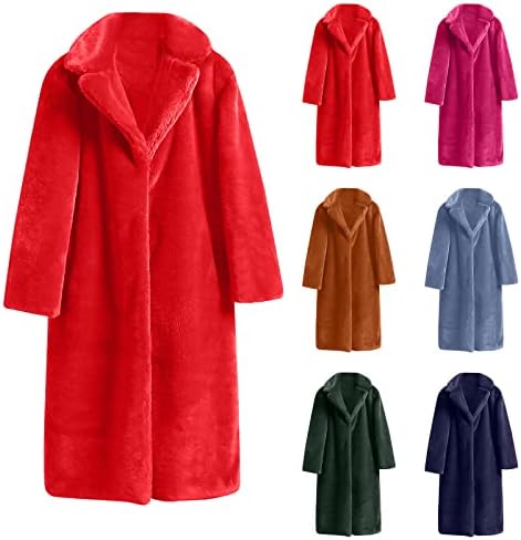 Casaco de pele falso para mulheres Cardigã frontal aberto Sherpa Casacos de inverno Casacos de lã Fuzzy Warm Jackets Solid Fashion Lapeel