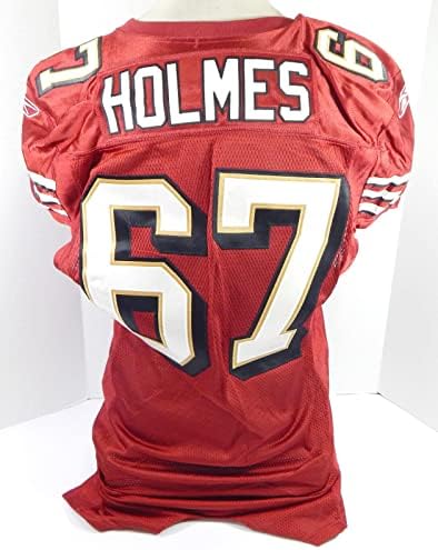 2007 San Francisco 49ers Louis Holmes 67 Jogo emitido Red Jersey 46 16 - Jerseys de Jerseys usados ​​na NFL não assinada