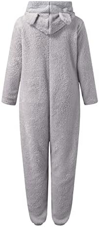 Sherpa Mumpsuit Moman Women Fuzzy Pijamas de manga longa para adultos de gato pijamas Rompers de inverno