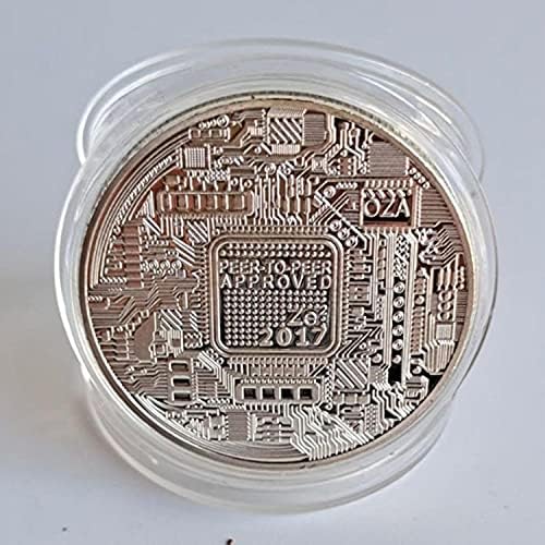 Criptomoeda prateada banhada de prata coin bitcoin bitcoin bitcoin com cobertura protetora de moeda de moeda de moeda