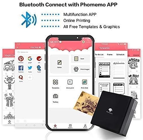 PHOMEMO M02 Pocket Printer - com 3 rolos de papel de ouro transparente, compatíveis com iOS + Android para Plan Journal, Notas