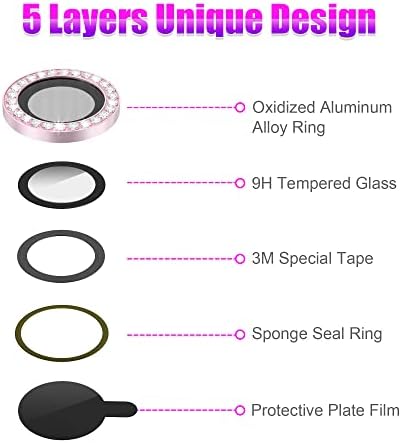 AGVEE 3+3 6 Pacote para iPhone 13 6,1 polegadas / 13 mini Protetor de lente de câmera de 5,4 polegadas, diamante bling e