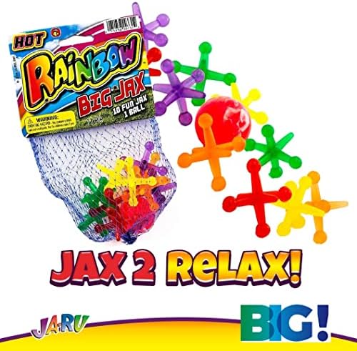 Ja-ru Rainbow Jax Toy Set Great Platpl Jacks Game com bola para crianças e adultos. Macacos de brinquedo de cor neon.