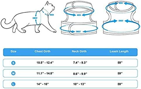 Arnês de gato com coleira de malha macia ajustável para caminhar preto, rosa, verde camufle