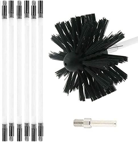 Brush da chaminé de Kit de varredura de chaminé Liyun, kit de limpeza do duto de secador, conjunto de escovas de chaminé, inclui 6/9/12/15 hastes flexíveis de 610 mm e 1 crava de limpeza de chaminés