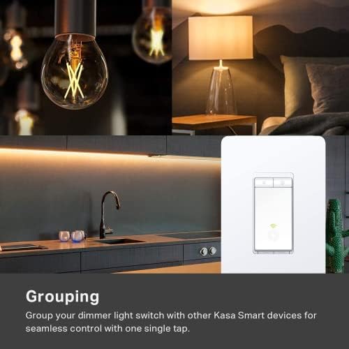 Kasa Smart Dimmer Switch HS220P3, pólo único, precisa de fio neutro, interruptor de luz Wi-Fi de 2,4 GHz funciona com Alexa e Google Home, UL certificado ,, nenhum hub necessário, 3-Pack