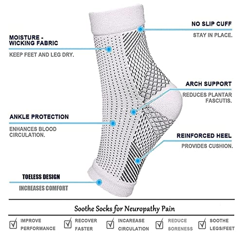 Mangas de tornozelo Comprex Meias de neuropatia para mulheres, meias de fascite plantar, acalma as meias de compressão do