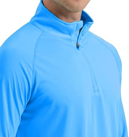 Crysty Men's Upf 50+ camisas de pesca de manga comprida Proteção solar Caminhada 1/4 zip tops