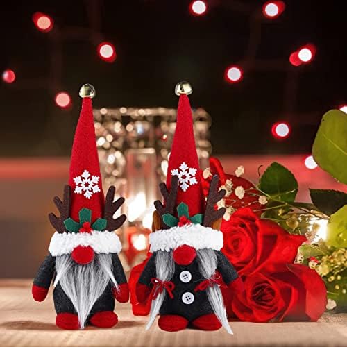2 PCs Christmas Gnome Plush Decorações de férias fofas Gnomos feitos à mão Tomte sueco Knomes de Natal com bifurcam buzinas