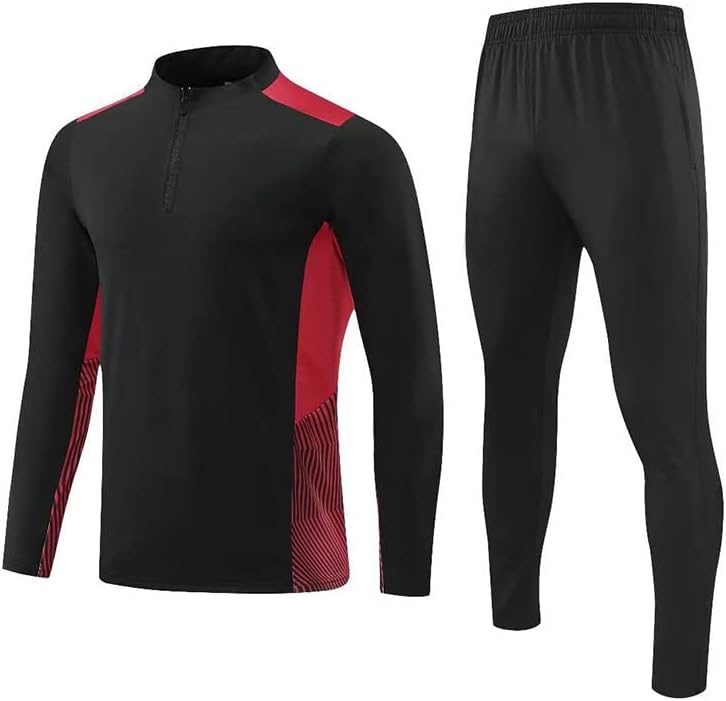 Formd Stand Collar Half-Zip Sweetshirt Conjunto de outono e inverno Treinando campanha de treinamento de roupas de roupa de treinamento, preto-s