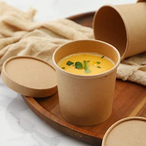 Design de tigelas de sopa pesadas com tampas de tampas - 12oz - 40 pacotes - tigelas de sopa descartáveis ​​com tampas de sopa para