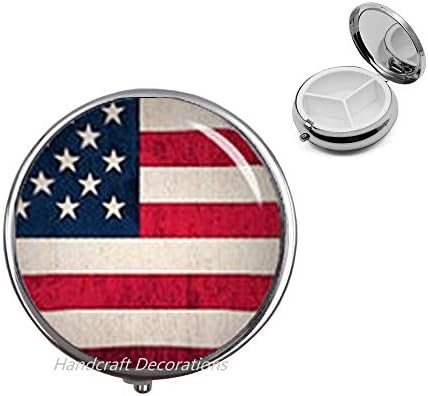 Jóias de bandeira dos Estados Unidos da American Flag Pill States, presente de patriota americano, estojo de pílula de bandeira do exército americano, caixa de comprimidos patrióticos da bandeira dos Estados Unidos.F226
