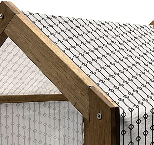 Casa de estimação de madeira de Ambesonne Stripe, padrão contínuo com formas geométricas grungy abstratas em linhas, canil