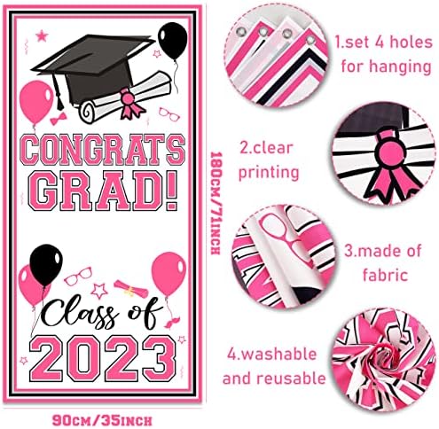 2023 Cover da porta de graduação Pink Nome personalizado Decorações de graduação Banner de graduação grande parabéns com uma classe