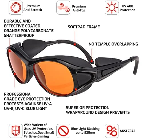 Óculos profissionais de segurança de luz UV para lâmpadas UV de comprimento de onda 90nm-490nm, óculos de proteção UVC,