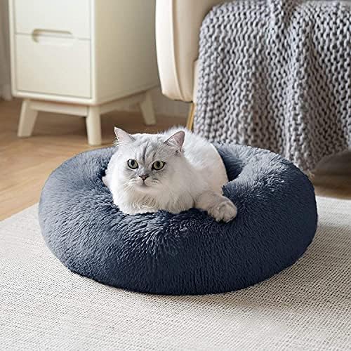 Camas de gato para gatos internos, aquecimento da cama de almofada de rosca com máquina lavável na máquina, cama de gato para animais