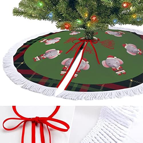 Salia de árvore de Natal Tapete de arbas da xadrez de Natal com borla 30 Inverno Natal Saia de árvore de Natal Salia de árvore de