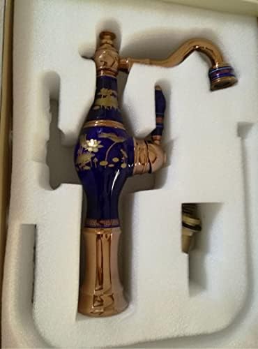 Torneira da bacia do banheiro Brass de latão quente e fria torneira de cerâmica Torneira azul em forma de vaso azul