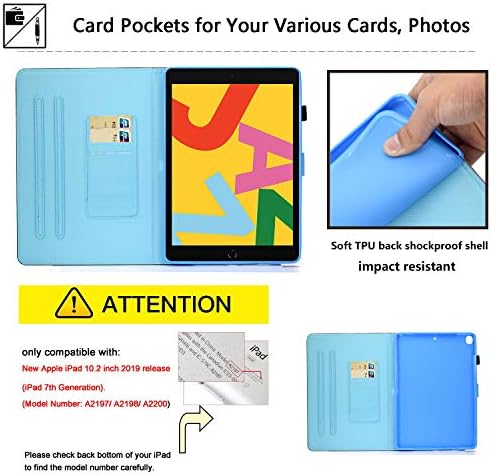 Caso de fólio ulouking de fólio para apple ipad 10.2 tablet 7th ger 2019 com bolsos de carteira de porta -lápis, tampa de carteira magnética de couro PU durável