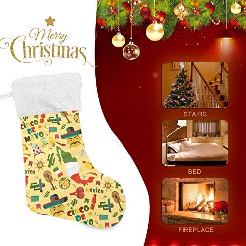 Pimilagu Lat Style Amarelo Meias de Natal 1 pacote 17,7 , meias penduradas para decoração de Natal