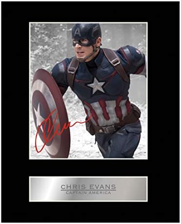 Chris Evans assinado Montado Photo Display Capitão América 02 Impressão de imagem autografada