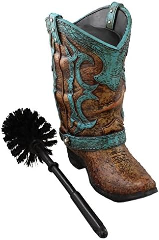 Baot de cowboy decorativo com escova de limpador e suporte de limpador de higiene de esporão