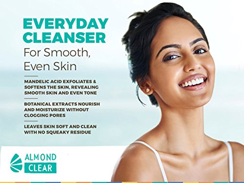 Amêndoa Clear Face & Body Wash | Para a pele propensa a acne e foliculite | Limpador esfoliante diário com ácido mandélico e botânicos, 17,25 fl oz