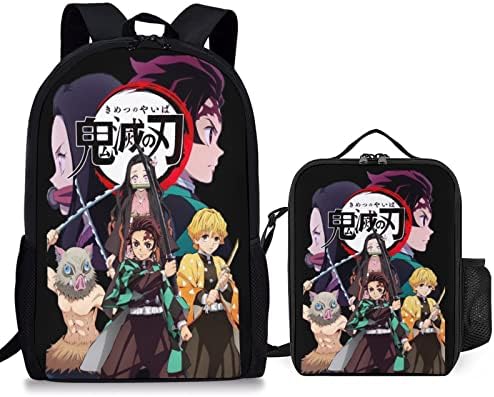 CWIXNAO Anime Fãs de mochilas para meninos e meninas, lazer de lazer impresso de 3 peças com lancheira com lancheira e