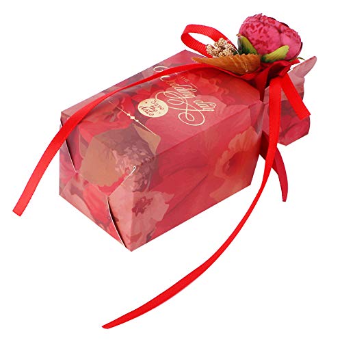 10 conjuntos de caixas de doces Bolsas de chocolate Festa de aniversário Fest Favorx Box com fitas de decoração de decoração de acessórios de casamento suprimentos