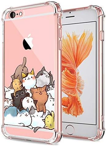 CAT iPhone 6 Plus 6s Plus Caso Clear Clea Funny Funny Kitten Design para meninas garotos crianças capa protetora para Apple