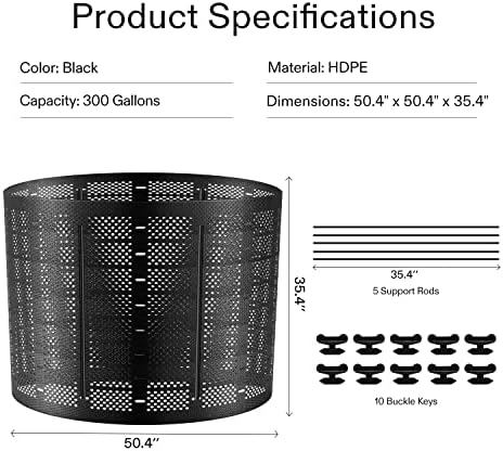 Lixeira de composto ao ar livre de Vivosun 300 galões, compositor expansível, fácil de configurar e grande capacidade