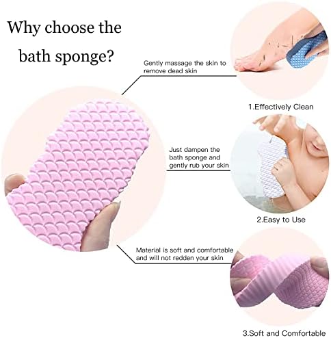 2pcs super macio esfoliante esponja, esponjas em 3D para chuveiro, esponja de chuveiro para mulheres, removedor de pele morta para adultos e crianças adequados